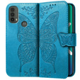 Θήκη με πτερύγιο για Motorola Moto E40/E30/E20, Butterfly, μπλε