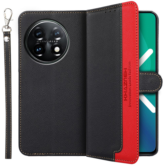 Θήκη με πτερύγιο για OnePlus 11 5G, KHAZNEH RFID, Dual Color, μαύρη