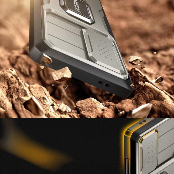 Θήκη για Samsung Galaxy S24 Ultra, Tongate MECH Series με βάση στήριξης, γκρι