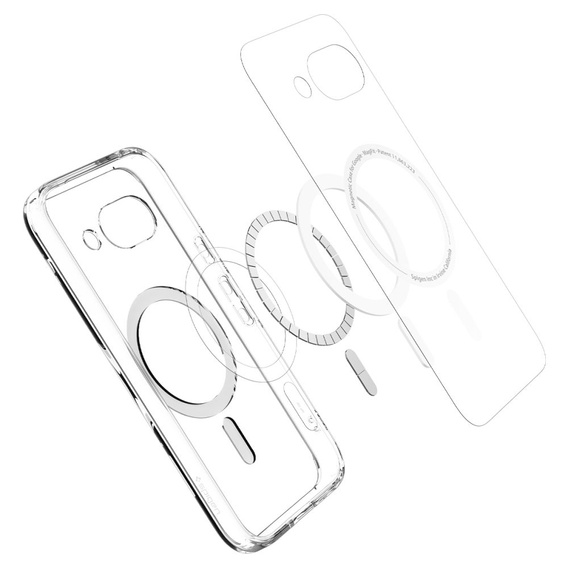 Θήκη MagSafe Spigen για Google Pixel 9A, Ultra Hybrid, διαφανής / λευκή + Μετριασμένο γυαλί 9H