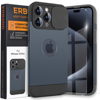 Θήκη για iPhone 15 Pro Max, ERBORD MagProtect Slide Camera, μπλε τιτανίου