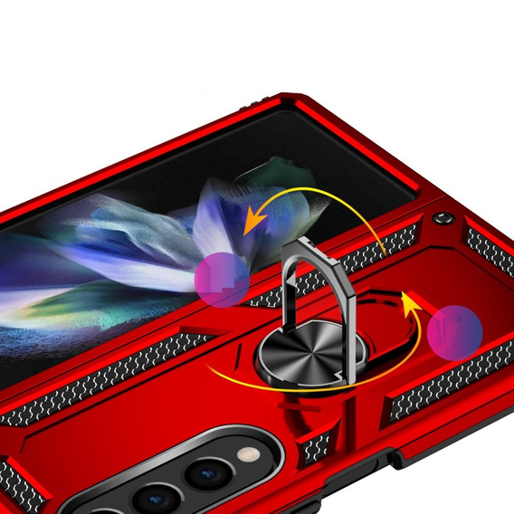 θωρακισμένη θήκη για Samsung Galaxy Z Fold 4 5G, Nox Case Ring, κόκκινη