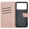 Θήκη με πτερύγιο για Xiaomi Poco F6 Pro, Butterfly, ροζ rose gold