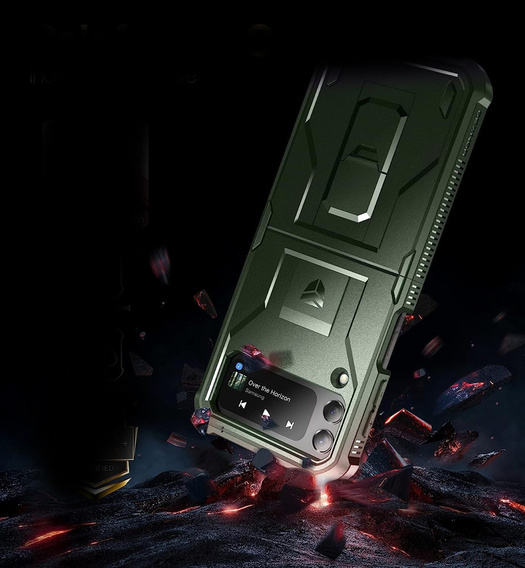 Θωρακισμένη θήκη για Samsung Galaxy Z Flip 4 5G, Dexnor Clip Holder, πράσινη