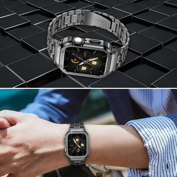 Ατσάλινο βραχιόλι με θήκη για Apple Watch 7/8/9 45MM, Γκρι