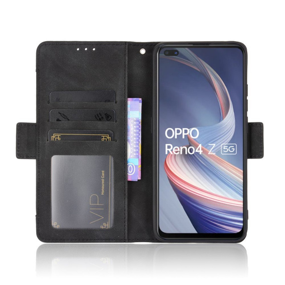 Θήκη με πτερύγιο για Oppo Reno 4 Z 5G, Card Slot, μαύρη