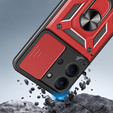 Θωρακισμένη θήκη για Xiaomi Redmi 15C 4G/LTE, με προστασία κάμερας, με βάση, κόκκινο