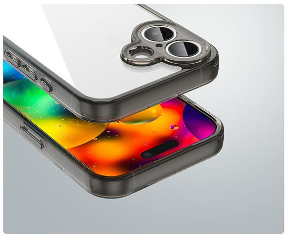 Θήκη για iPhone 17, με κάλυμμα κάμερας, διάφανη με μαύρες πλευρές