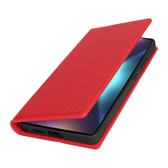 Θήκη με πτερύγιο για Samsung Galaxy S25 Ultra, Litchi Skin Grain, κόκκινη