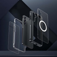 Θήκη για Samsung Galaxy A16, Shockproof, με γυαλί, για MagSafe, μαύρη
