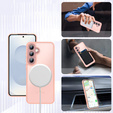 Θήκη για Samsung Galaxy S25, για MagSafe, ERBORD Μatt Case, ροζ + Γυαλί οθόνης