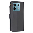 Θήκη με πτερύγιο για Xiaomi Redmi Note 13 Pro 4G / Xiaomi Redmi Note 14S / Xiaomi Poco M6 Pro 4G, Wallet Zipper Pocket, μαύρη