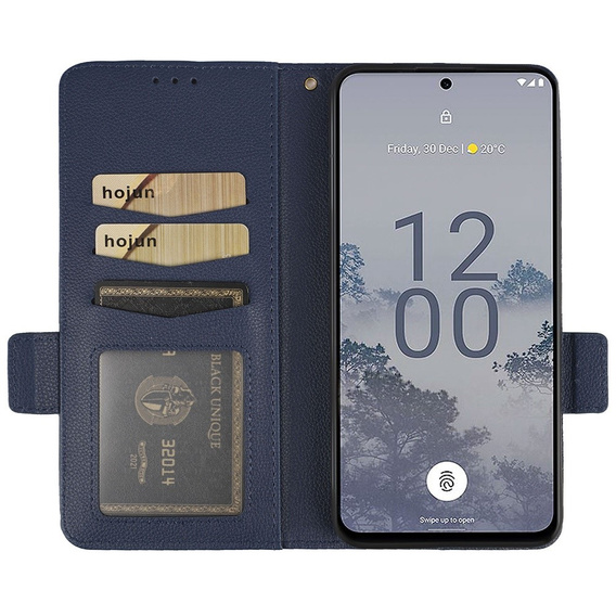 Θήκη με πτερύγιο για Nokia X30 5G, Wallet Litchi Magnet Case, σκούρο μπλε