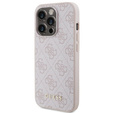 GUESS Θήκη για iPhone 15 Pro Max, 4G Metal Gold Logo, ροζ