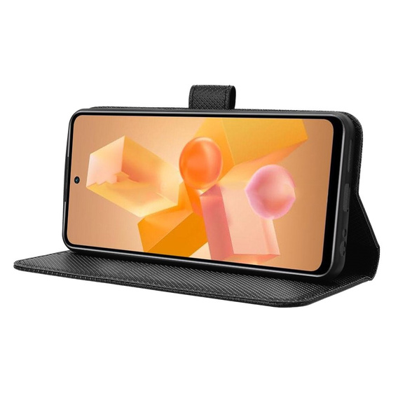 Θήκη με πτερύγιο για Infinix Hot 40i, Wallet Smart Magnet, μαύρη