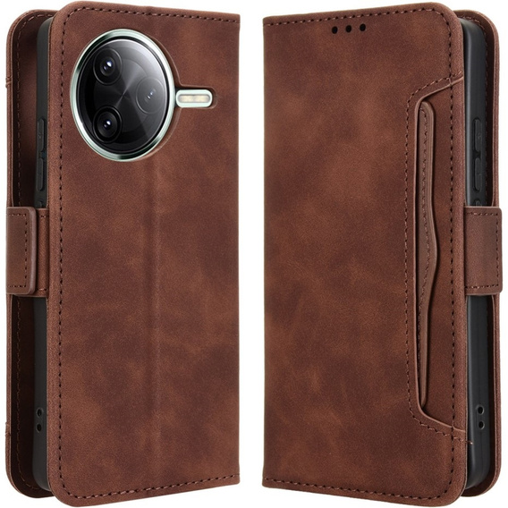 Θήκη με πτερύγιο για Xiaomi Poco F7 Pro, Card Slot, καφέ