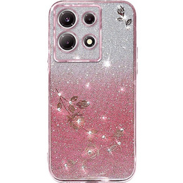 Θήκη για Infinix Note 30 5G, Glitter Flower, ροζ rose gold
