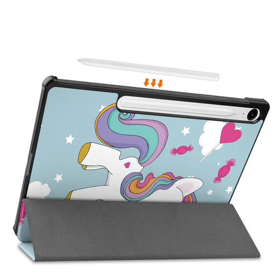 Θήκη για Samsung Galaxy Tab S9 FE, Smartcase Pen Slot, unicorn