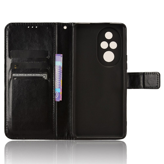 Θήκη με πτερύγιο για Honor 200 Pro 5G, Crazy Horse Wallet, μαύρη