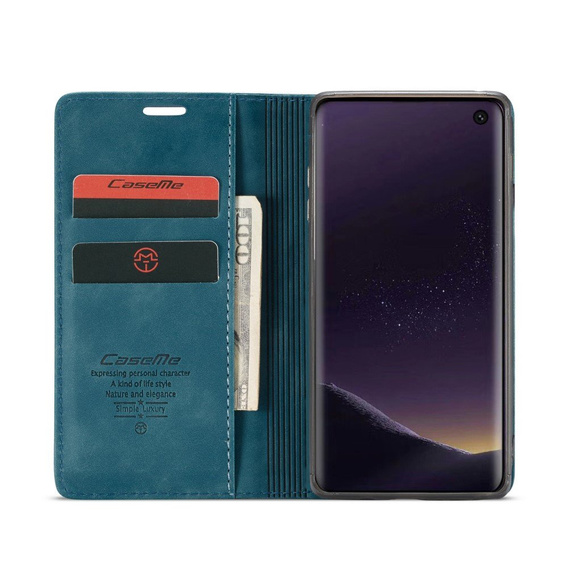 θήκη CASEME για Samsung Galaxy S10E, Leather Wallet Case, μπλε