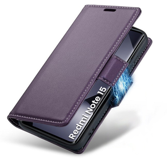 Θήκη με καπάκι ERBORD Glossy Litchi για Xiaomi Redmi Note 15 5G