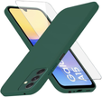 Η θήκη για Samsung Galaxy A15, Silicone Lite, σκούρα πράσινη + γυαλί 9H