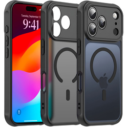 Ματ θήκη για iPhone 17 Pro, για MagSafe, με προστασία κάμερας, μαύρο