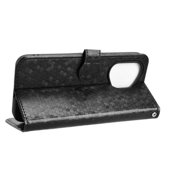 θήκη πτερύγιο για Honor 400 Pro 5G, Wallet Rhombus, μαύρη