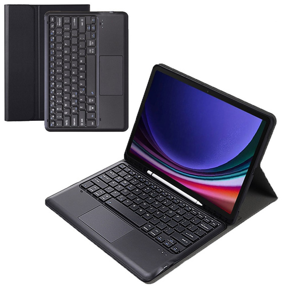 Θήκη + πληκτρολόγιο Samsung Galaxy Tab S9+, Leather Pen Slot TouchPad, μαύρη