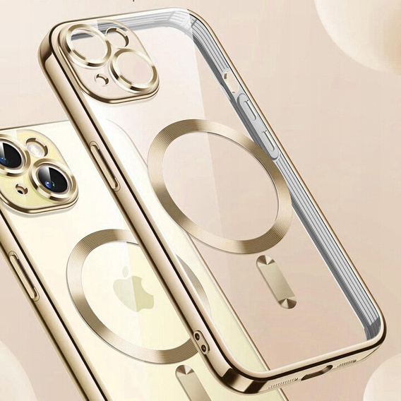 Θήκη για iPhone 15, Electro MagSafe, χρυσή + Γυαλί για την οθόνη