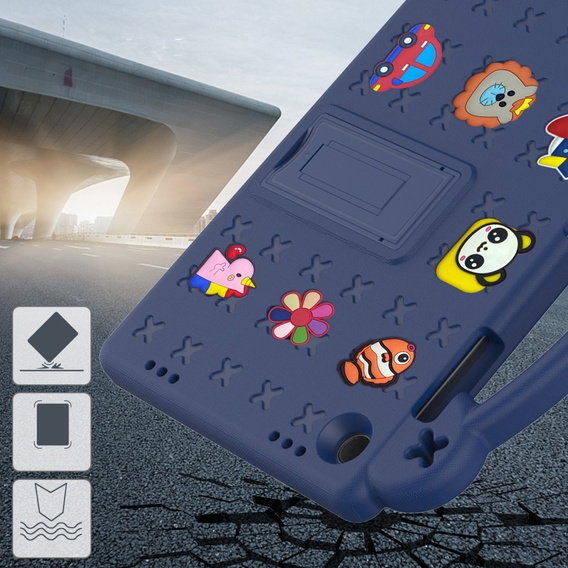 Παιδική θήκη για Samsung Galaxy Tab A9+, Cute Patterns, με βάση, σκούρο μπλε