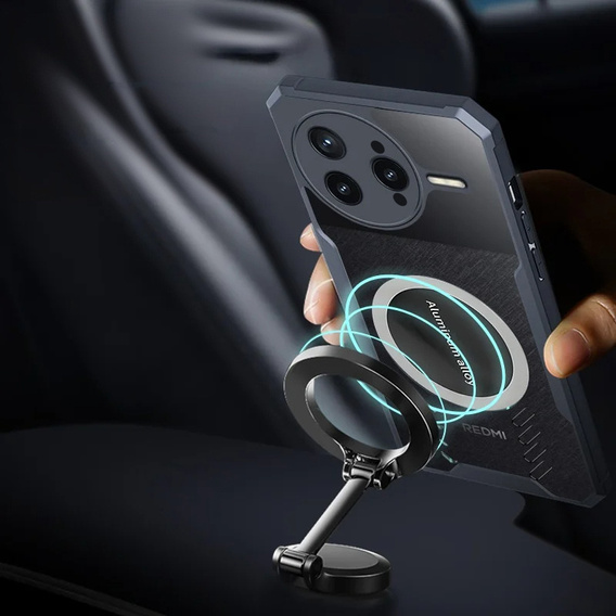 Θήκη για Xiaomi Poco F7 Ultra, με μαγνητική πλάκα, διαφανής / μαύρη