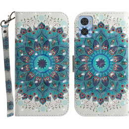 Θήκη με πτερύγιο για Motorola Moto E22 / E22i, Wallet mandala, λευκή