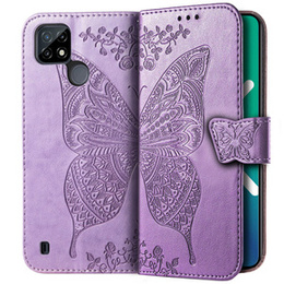 Θήκη με πτερύγιο για Realme C21Y / C25Y, Butterfly, μωβ