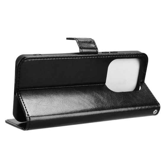 Θήκη με πτερύγιο για Xiaomi Redmi Note 14 5G, Crazy Horse Wallet, μαύρη