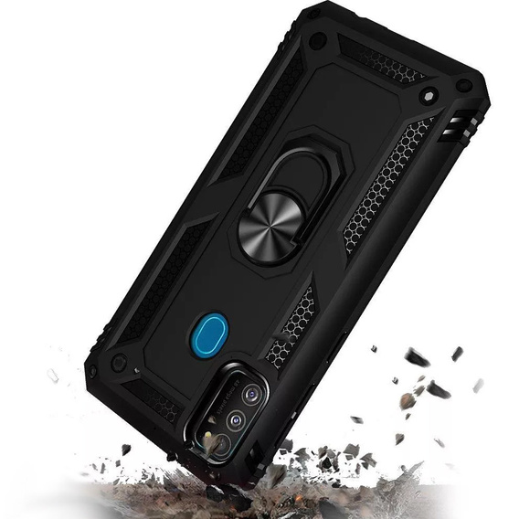 θωρακισμένη θήκη για Samsung Galaxy M21, Nox Case Ring, μαύρη