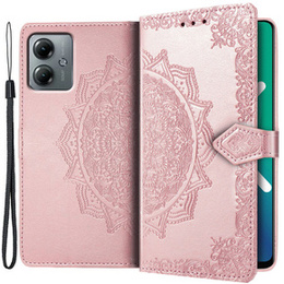 Θήκη με πτερύγιο για Motorola Moto G14, Mandala, ροζ rose gold
