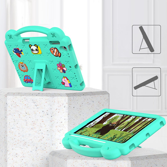 Παιδική θήκη για iPad 9.7" 2018/2017 (6/5 gen.) / Pro 9.7" 2016, Cute Patterns, με βάση, πράσινη