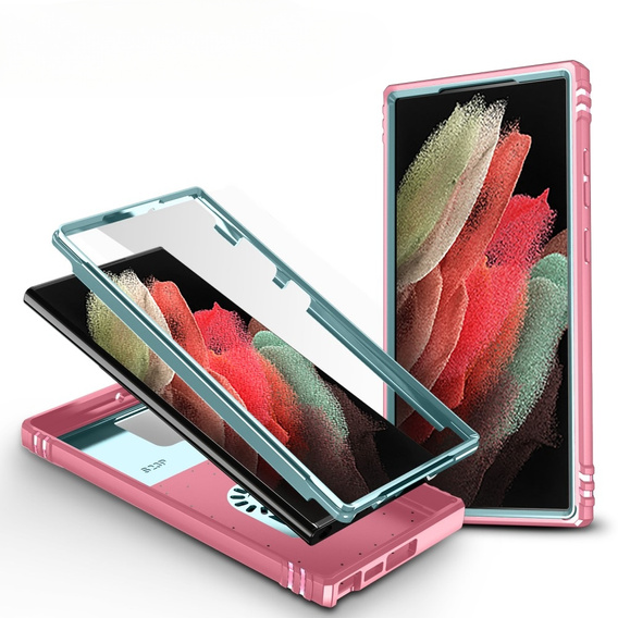 Θήκη για Samsung Galaxy S23 Ultra, CamShield Slide, πράσινο / ροζ