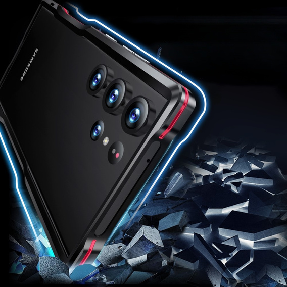 Θήκη LUPHIE για Samsung Galaxy S23 Ultra, Armor Bumper, μαύρο / κόκκινο