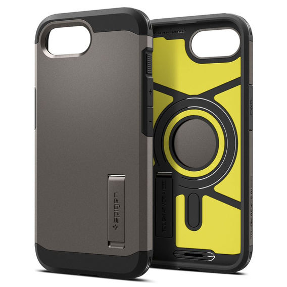 θήκη Spigen για iPhone 16E, Tough Armor Mag Mag MagSafe, γκρι + μετριασμένο γυαλί 9H