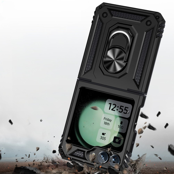 θωρακισμένη θήκη για Samsung Galaxy Z Flip7 FE / Z Flip6, Nox Case Ring, μαύρη