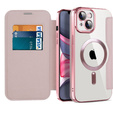 Θήκη με πτερύγιο για iPhone 14, RFID Wallet MagSafe CamShield, ροζ