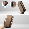 CASEME θήκη για Samsung Galaxy A56 5G, Retro Leather Wallet, με λουράκι, καφέ