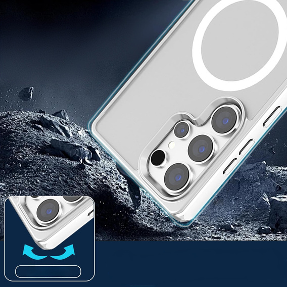 Θήκη για Samsung Galaxy S25 Ultra, Kickstand Matt Case, για MagSafe, ασημένια