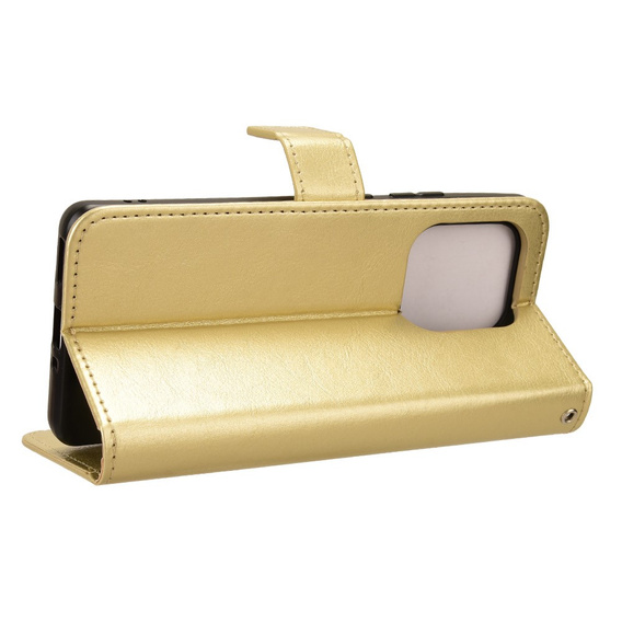 Θήκη με πτερύγιο για Motorola Edge 50 Ultra, Crazy Horse Wallet, χρυσή