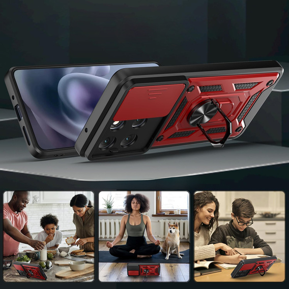 Θήκη για Motorola Moto G86 5G, CamShield Slide, κόκκινη