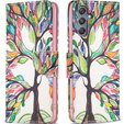 Θήκη με πτερύγιο για Samsung Galaxy M34, Wallet, tree of life, λευκή