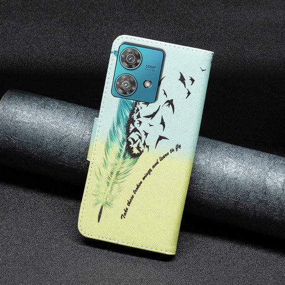 Θήκη με πτερύγιο για Motorola Edge 40 Neo, Wallet, feather, μπλε