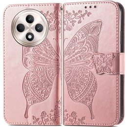 Θήκη με πτερύγιο για Oppo Reno 12FS / 12F, Butterfly, ροζ rose gold